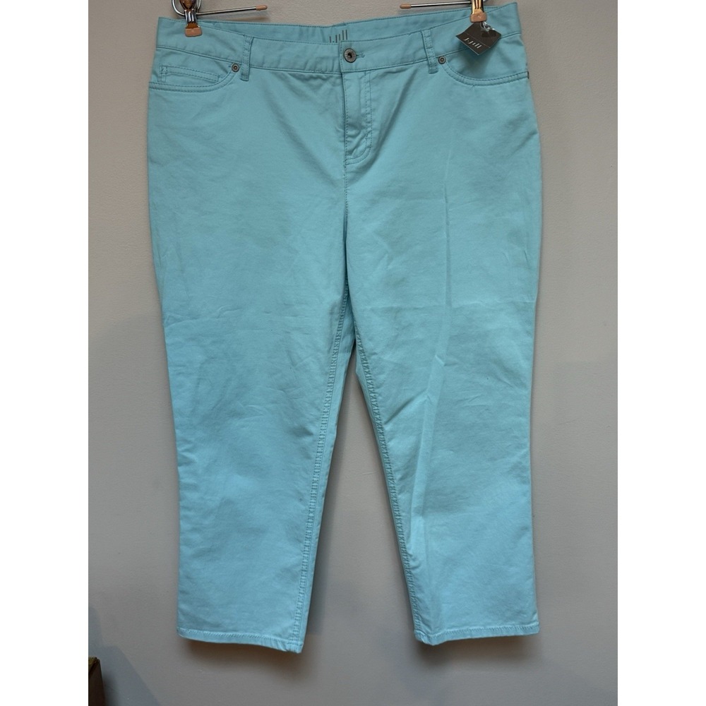 NWT- J. Jill Wide Leg Crop Pants Robin Egg Blue Womens Size 14P Authentic Fit